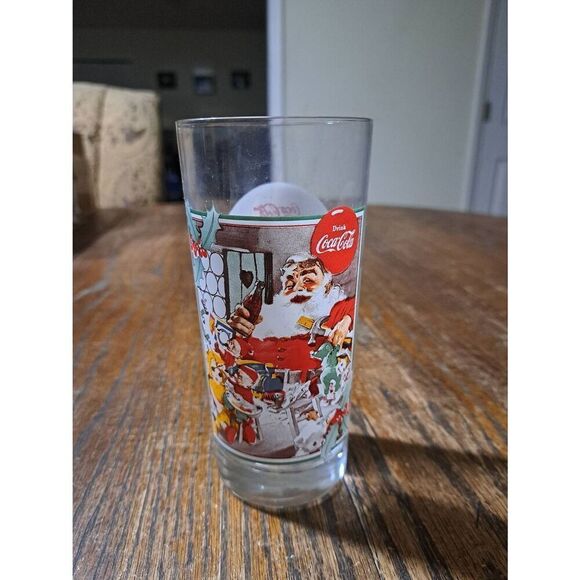 Vintage '94 Coca Cola Krystal Christmas Holiday Santa Collectible Drinking Glass - Picture 1 of 6